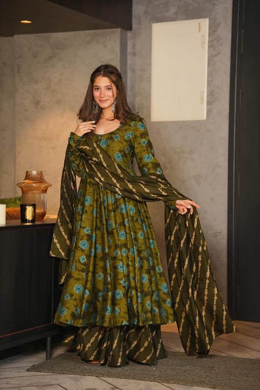 Deep Green Color Glamorous Fancy And Elegant partywear Kurta Set Desi Soul