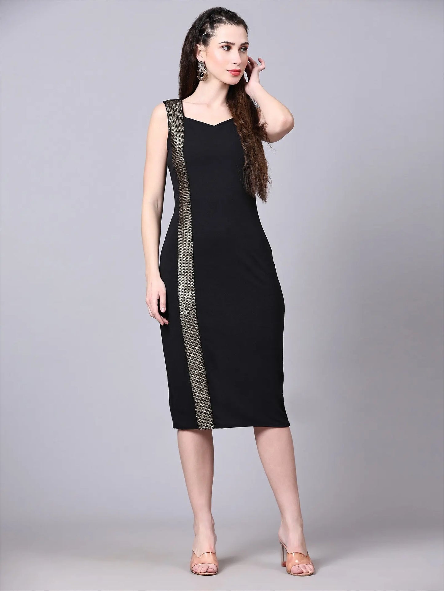 Women Bodycon Black Dress Desi Soul