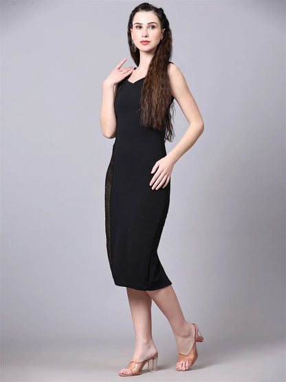 Women Bodycon Black Dress Desi Soul