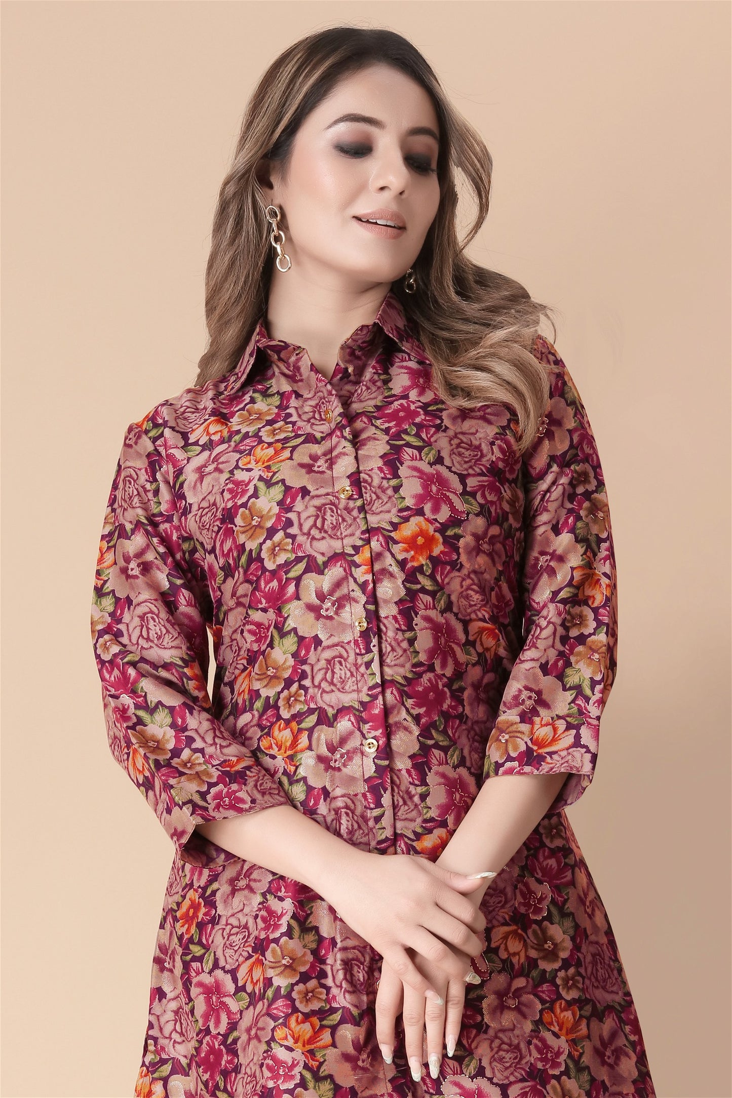 Floral Print Tunic & Pant Co-Ord Set Desi Soul