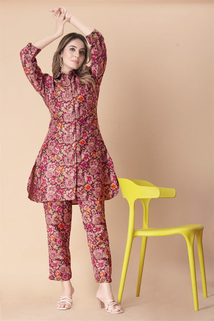 Floral Print Tunic & Pant Co-Ord Set Desi Soul