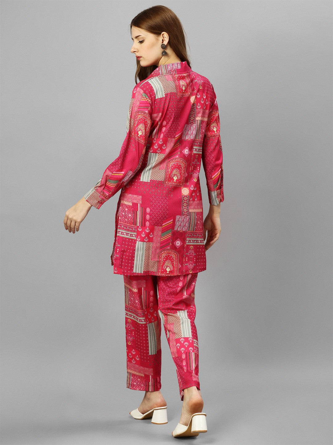 PINK & Multi Coloured Blend cotton Co-Ord Set Desi Soul