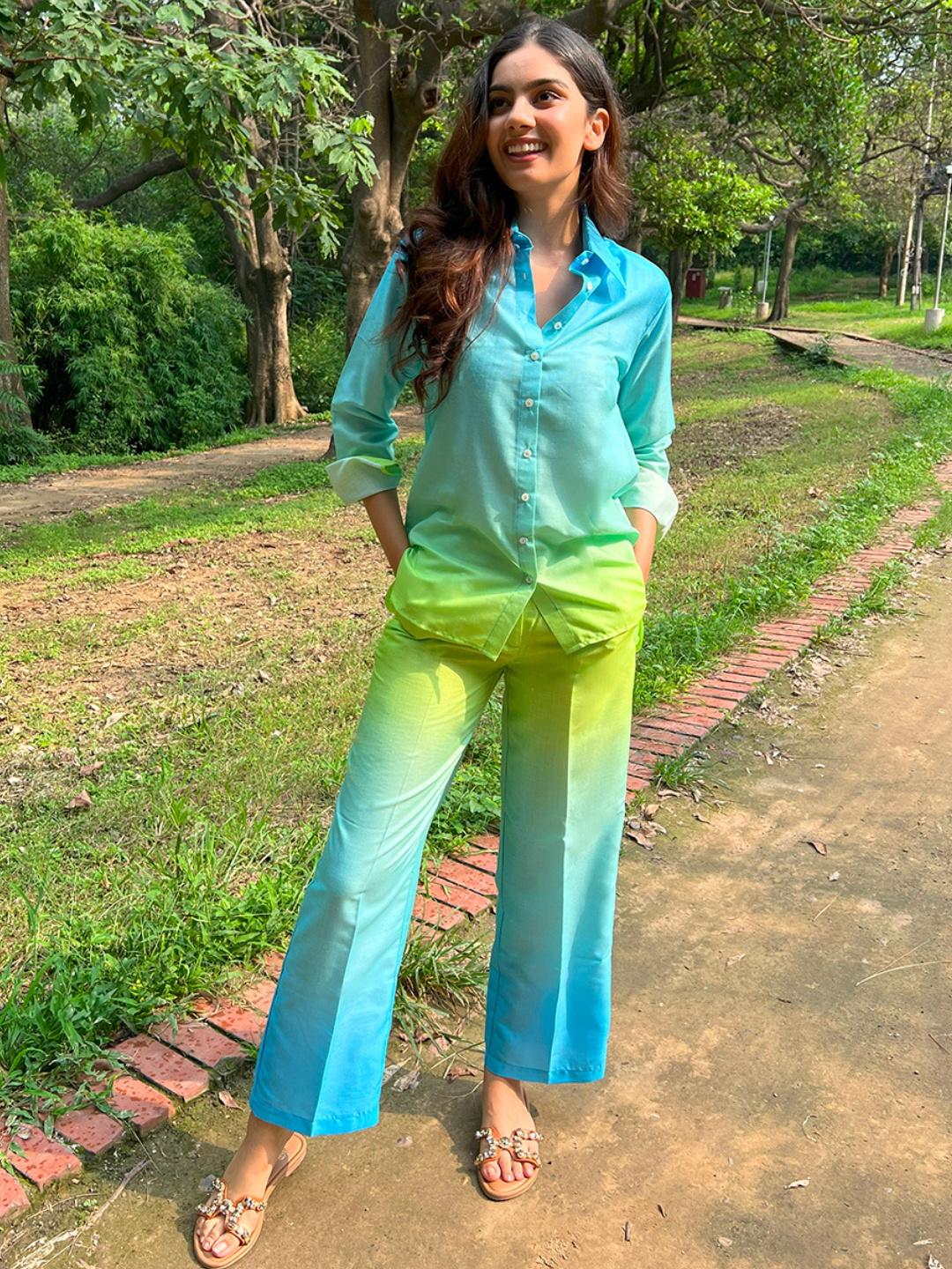 Ombre-Dyed Shirt & Pant Set Desi Soul