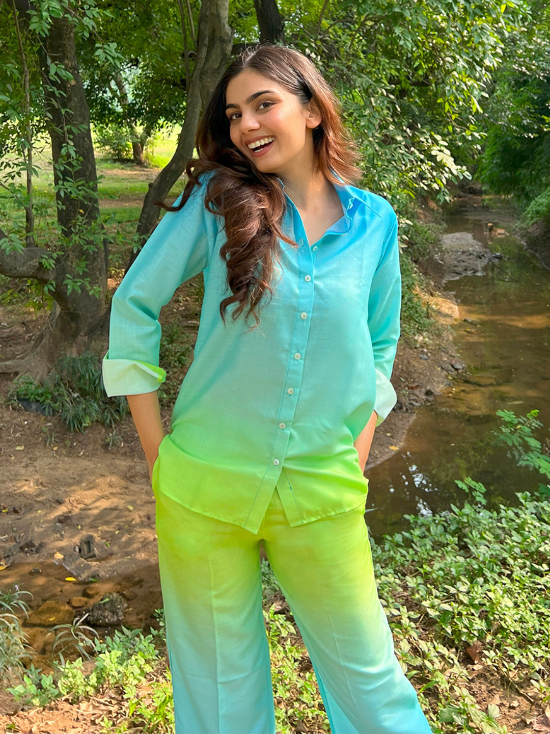 Ombre-Dyed Shirt & Pant Set Desi Soul