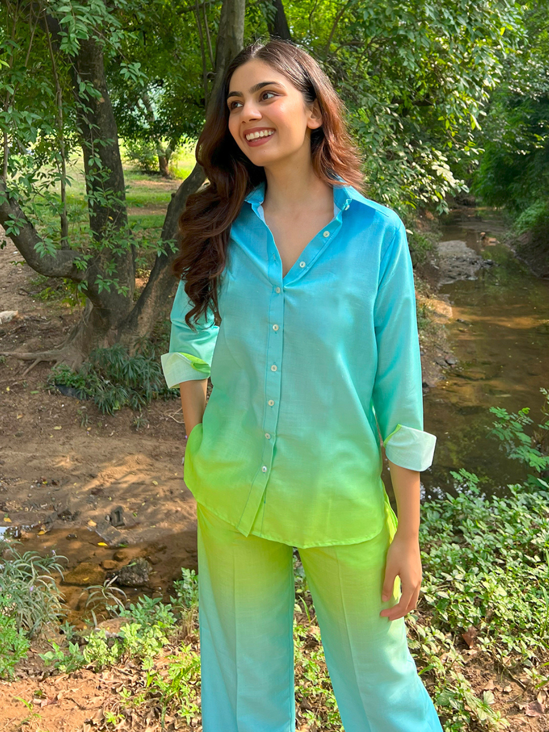 Ombre-Dyed Shirt & Pant Set Desi Soul