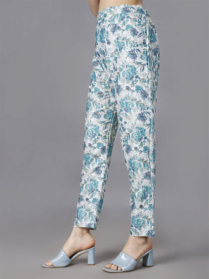 Printed Blue 2-Piece Shirt & Trousers Set Desi Soul