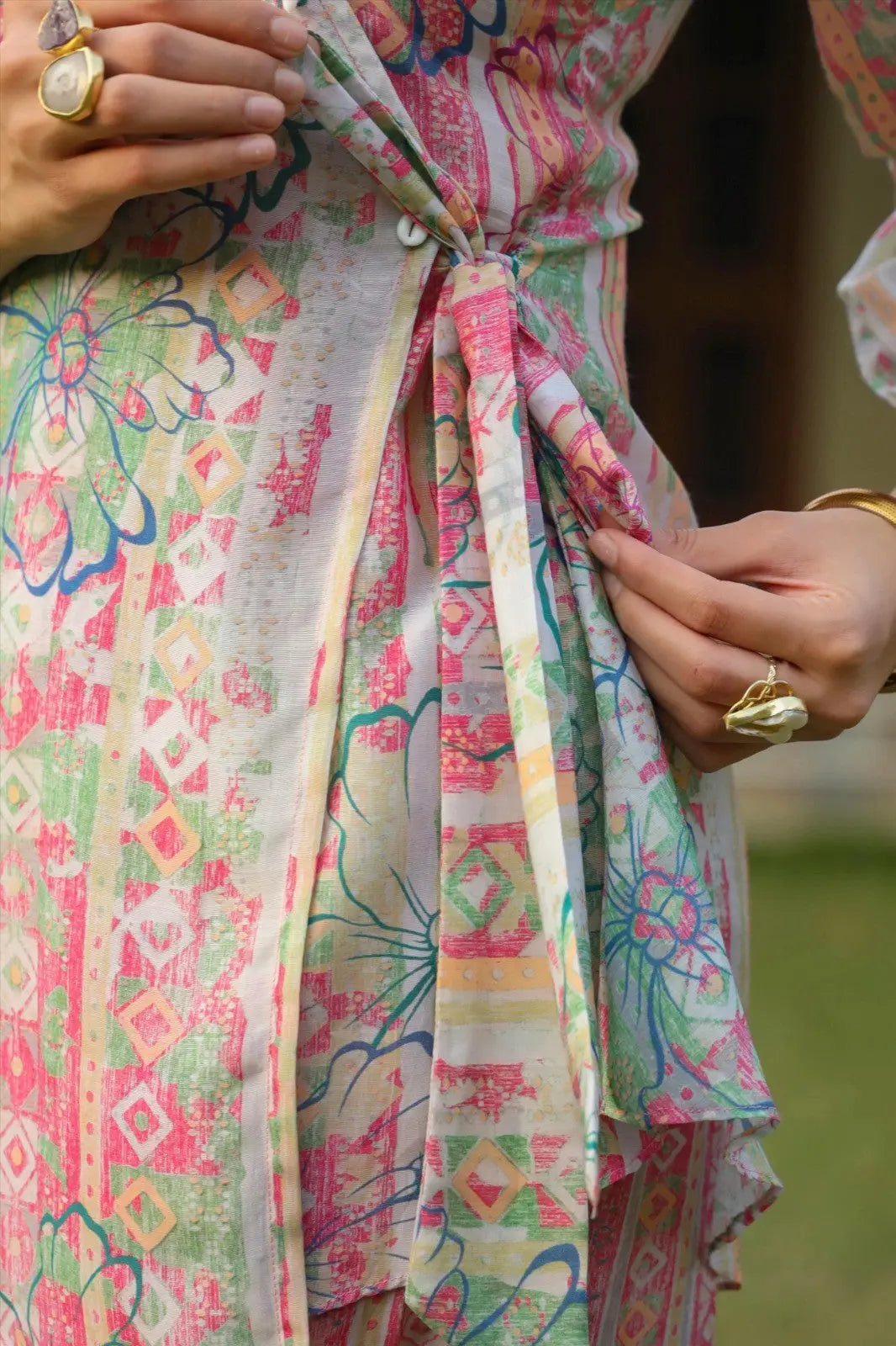 Pink Floral Digital Print Tunic With Pant Co-Ord Set Desi Soul