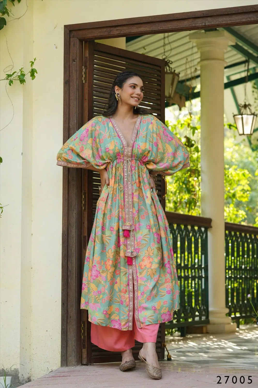 Floral Print Kaftan Tunic with Palazzo Desi Soul