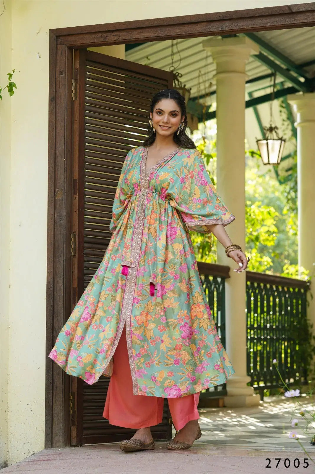 Floral Print Kaftan Tunic with Palazzo Desi Soul