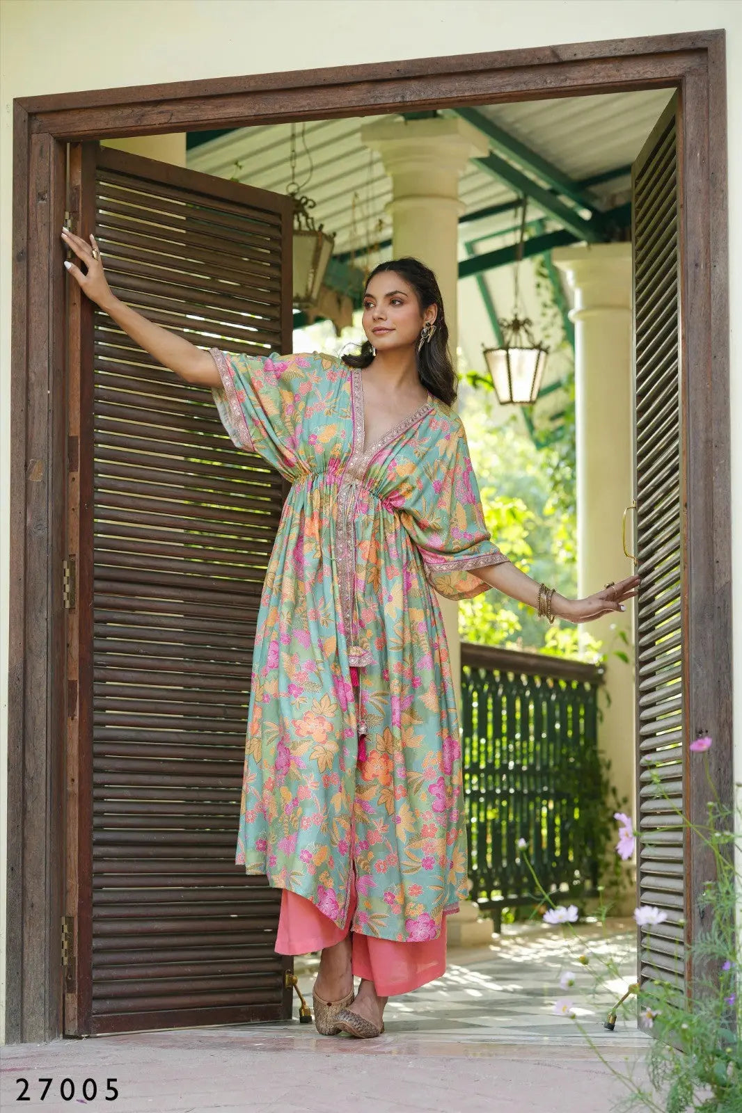 Floral Print Kaftan Tunic with Palazzo Desi Soul