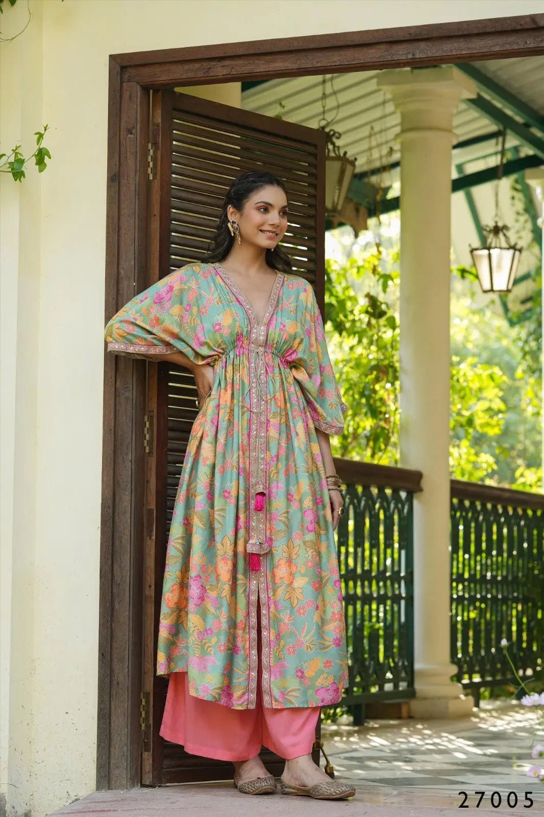 Floral Print Kaftan Tunic with Palazzo Desi Soul