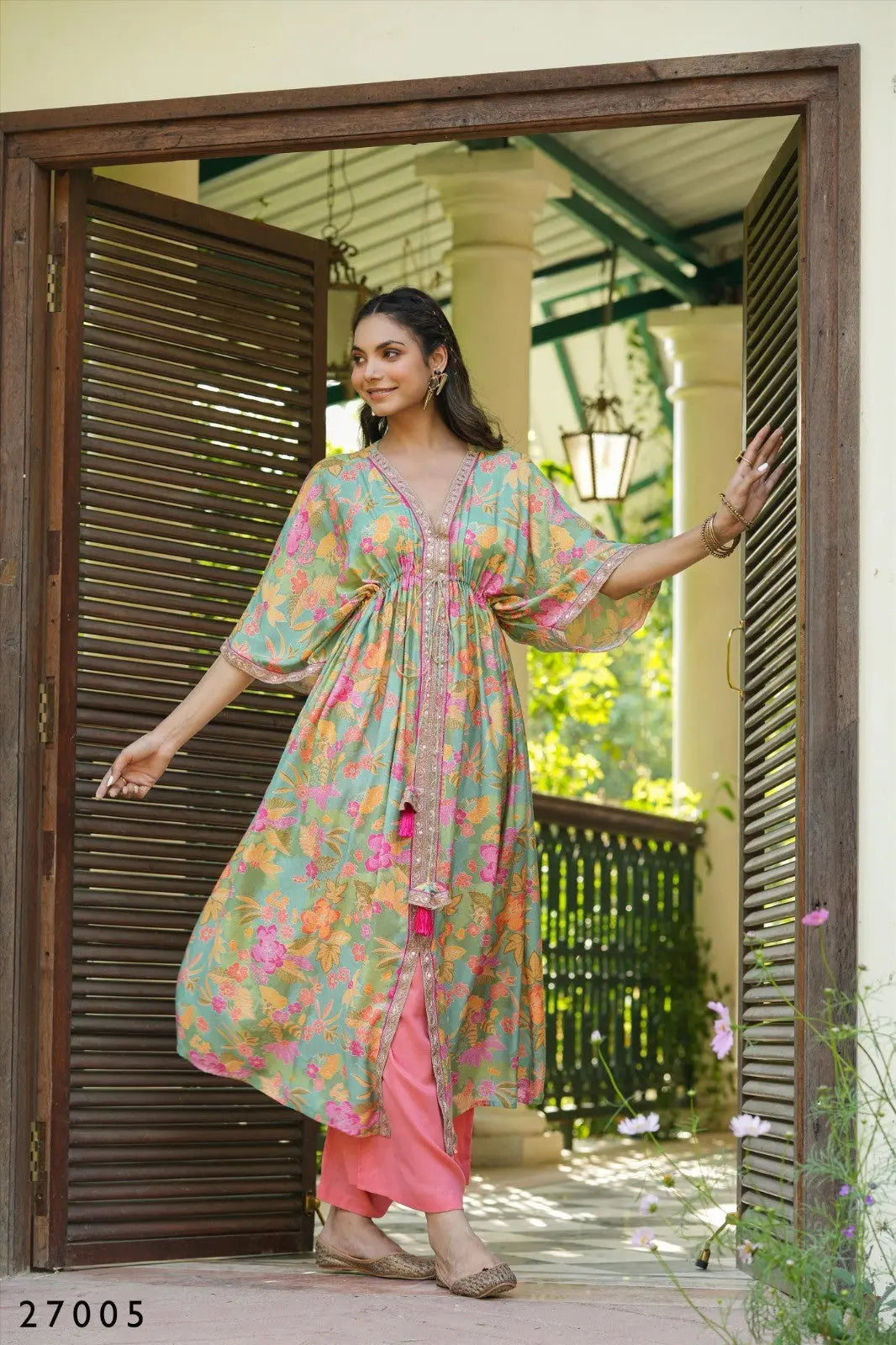 Floral Print Kaftan Tunic with Palazzo Desi Soul