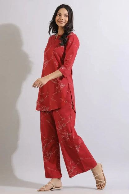 Women Regular Fit Printed Kurta & Pants Co-Ord Set Desi Soul