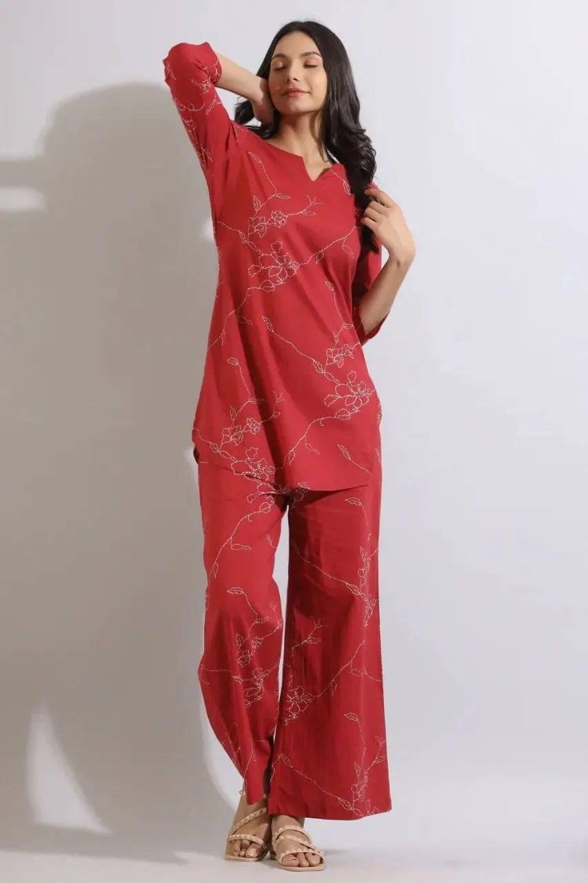 Women Regular Fit Printed Kurta & Pants Co-Ord Set Desi Soul