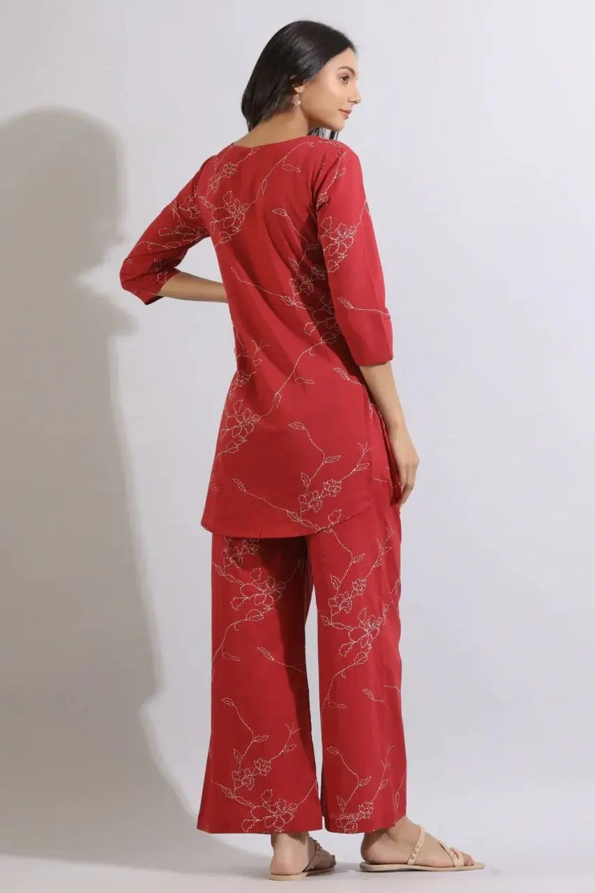 Women Regular Fit Printed Kurta & Pants Co-Ord Set Desi Soul