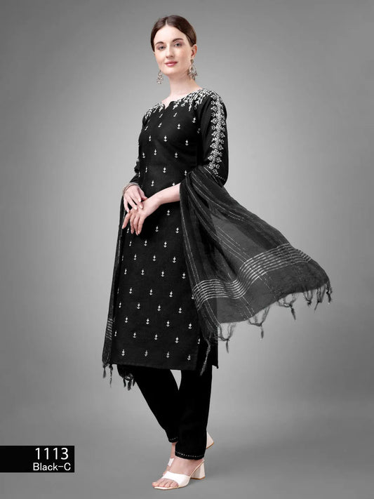 Women's Trending Cotton blend Kurti, Pant with Dupatta Desi Soul