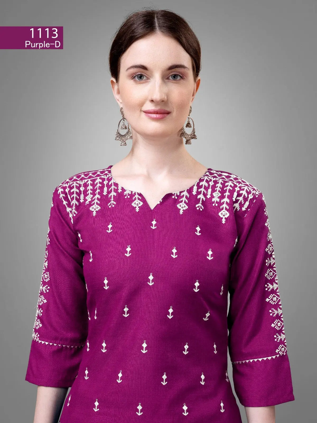 Purple Cotton Blend Readymade Salwar Suit Desi Soul